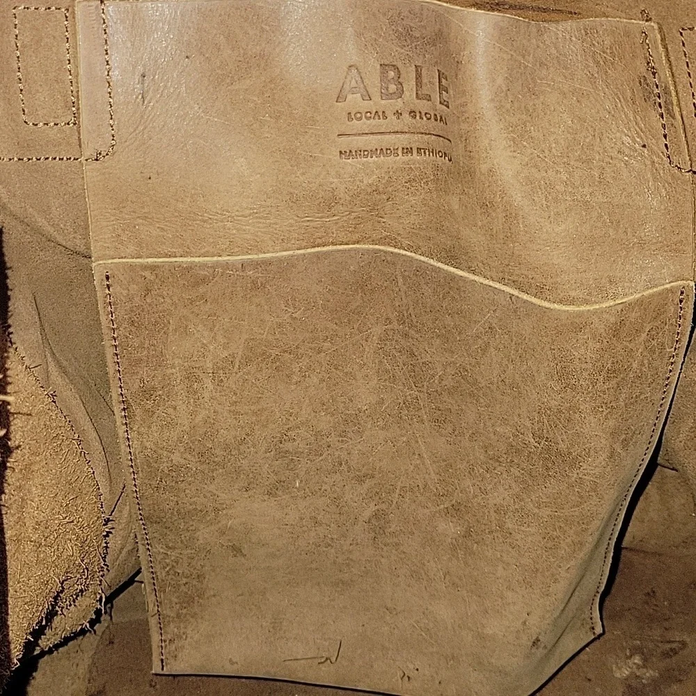 Abel Local and Global Brown Leather Tote Shoulder Bag Handbag